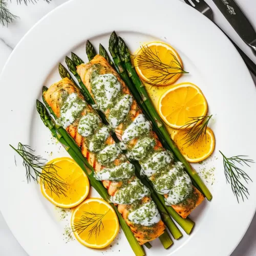 Pregnancy Menu: Salmon, Asparagus with Lemon Dill Sauce