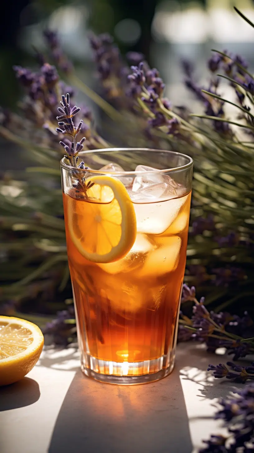 A glass of calming Lavender Chamomile Iced Tea