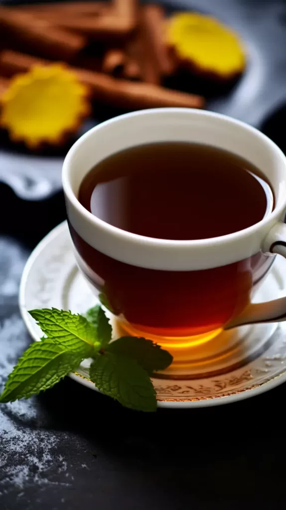 Cup of Licorice and Peppermint Tea with Honey