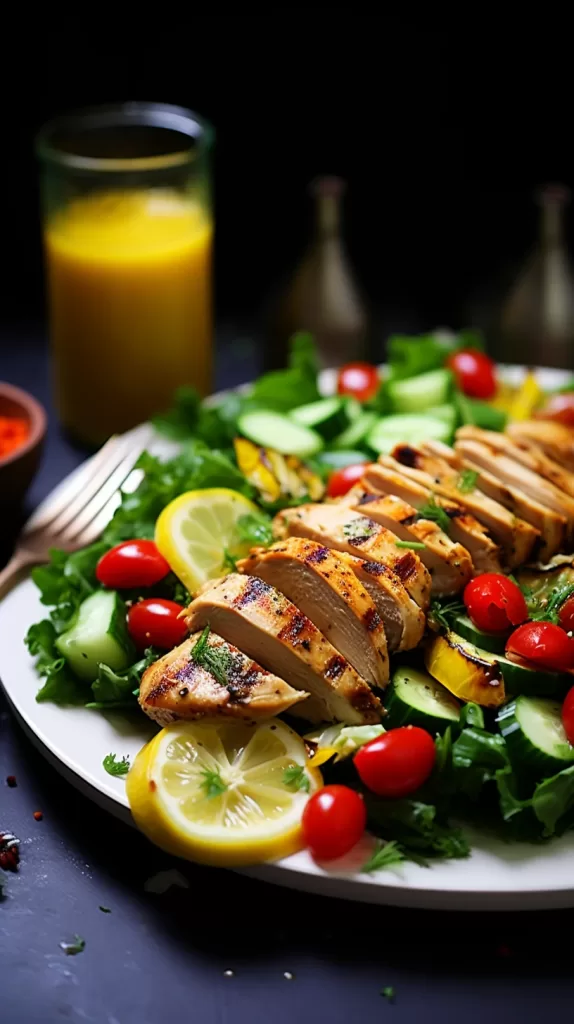 Grilled Chicken Salad with Mixed Greens and Cumin