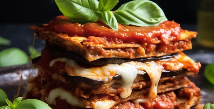 Eggplant Lasagna with Tomato Sauce and Garlic