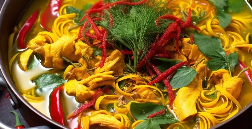 Nutrient-rich Turmeric-Ginger Soup in a bowl, garnished with fresh herbs.